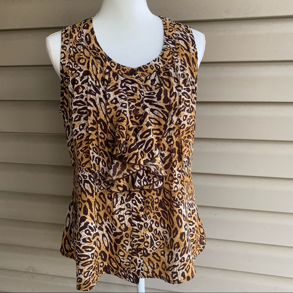 •Milano• Animal Print Sleeveless Buttoned Top-Med.
